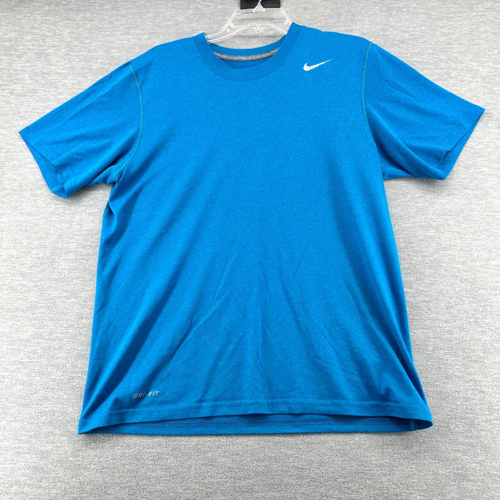 Nike T-Shirt Mens Medium Blue Dri-Fit Short Sleeve Performance Athletic Crewneck